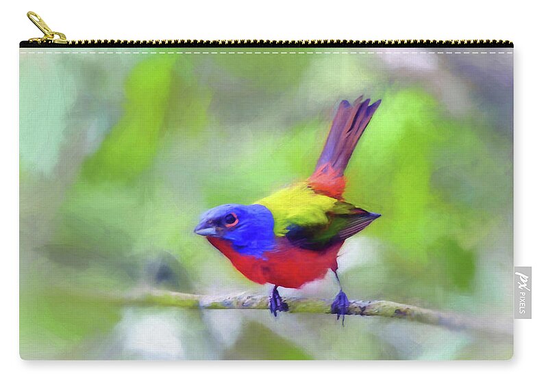 Painted Bunting Zip Pouch featuring the photograph Painted Bunting by Kerri Farley