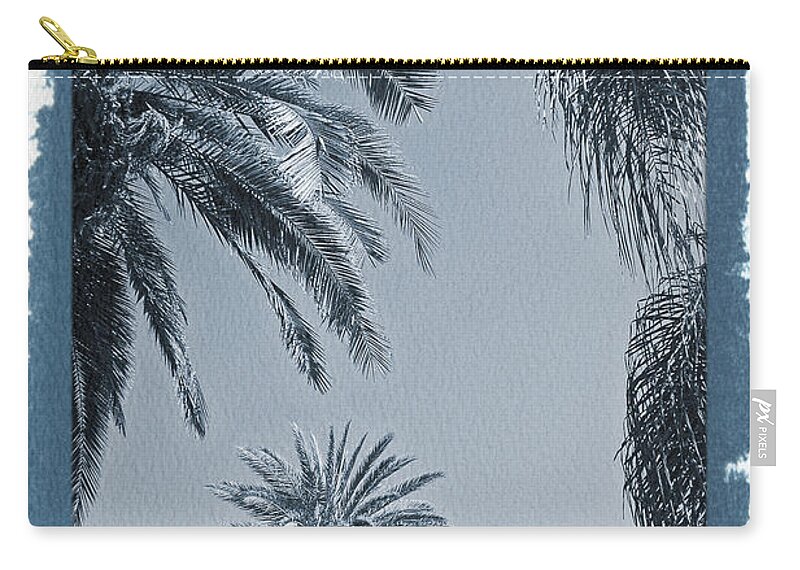 Palm Zip Pouch featuring the photograph Painted Cyanotype Palms in the Sky by Aimee L Maher ALM GALLERY
