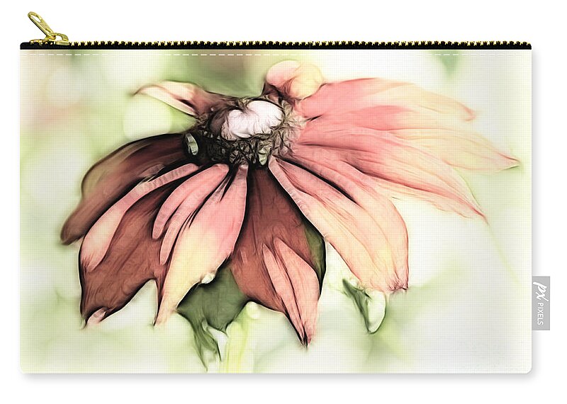 Flower Zip Pouch featuring the digital art Painted Daisy by Teresa Zieba
