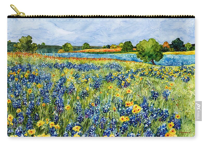 Bluebonnet Zip Pouch featuring the painting Painted Hills by Hailey E Herrera