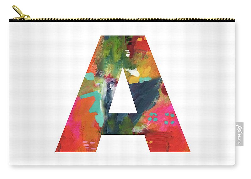 A Zip Pouch featuring the painting Painted Letter A -Monogram Art by Linda Woods by Linda Woods