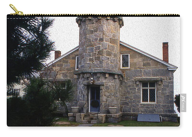 Lighthouses Zip Pouch featuring the photograph Painted Stonington Harbor Lighthouse by Skip Willits