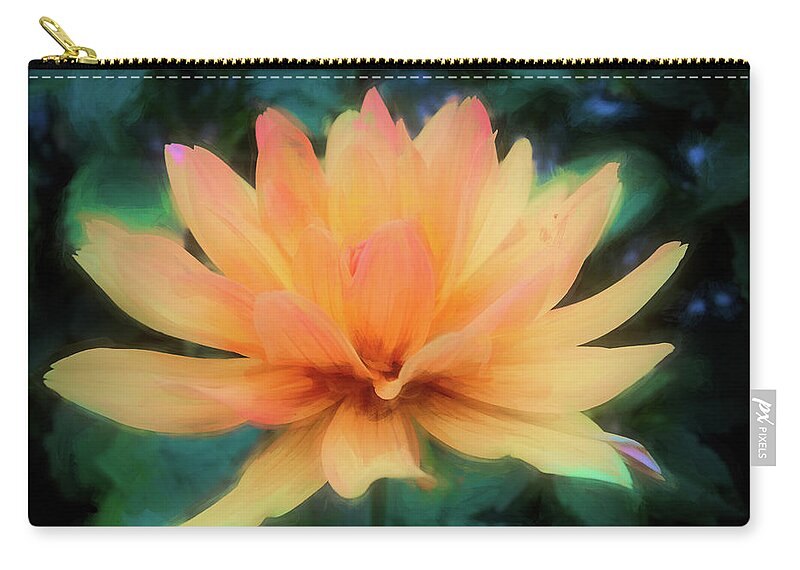 Dahlia Zip Pouch featuring the photograph Painted Tangerine Dahlia by Anita Pollak