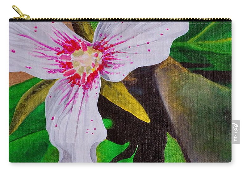 Flowers Zip Pouch featuring the painting Painted Trillium by Harry Moulton