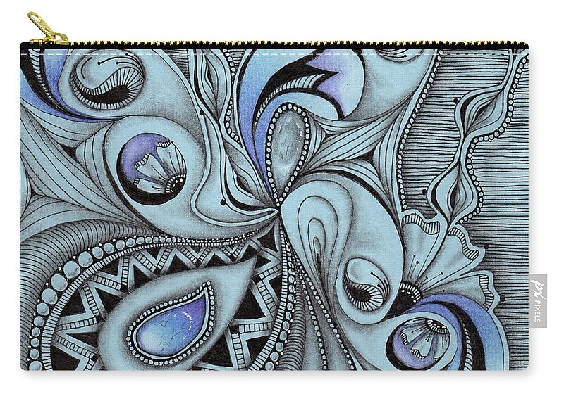 Paisley Zip Pouch featuring the drawing Paisley Power by Jan Steinle