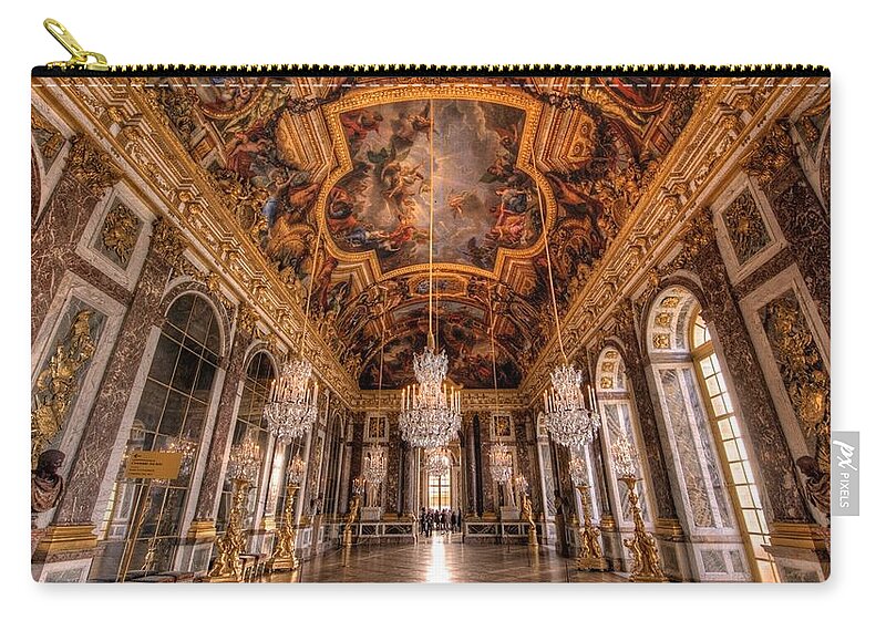 Palace Of Versailles Zip Pouch featuring the digital art Palace Of Versailles by Maye Loeser