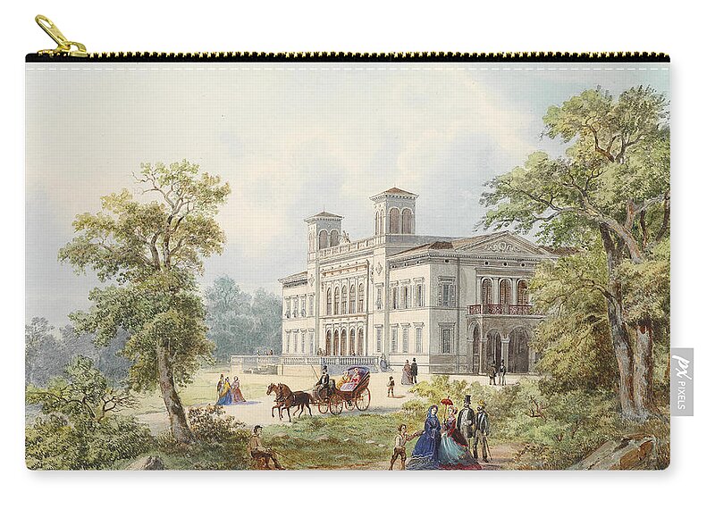 Albert Rieger Zip Pouch featuring the drawing Palazzo Ferdinandeo, Trieste by Albert Rieger
