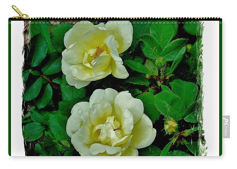 Photo Zip Pouch featuring the photograph Pale Yellow Roses by Marsha Heiken