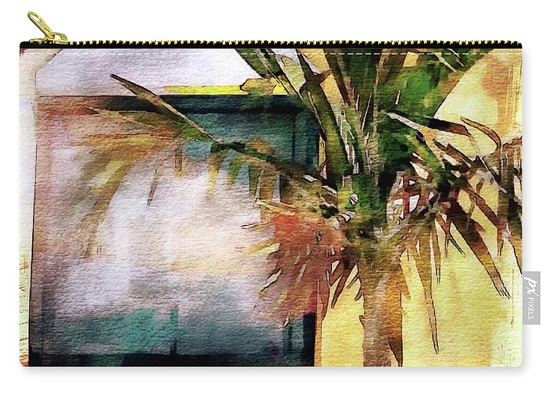 Palm Zip Pouch featuring the digital art Palm and Window by Rob Smith's