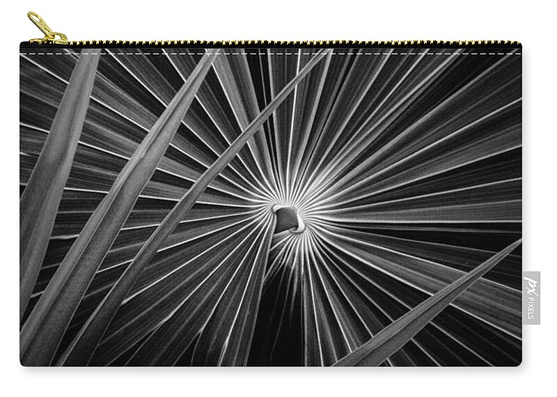 Black And White Zip Pouch featuring the photograph Palm Art by Cheryl Baxter
