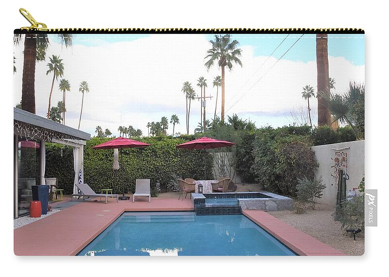 Winter In Palm Springs Zip Pouch featuring the photograph Palm Springs Backyard by Lisa Dunn