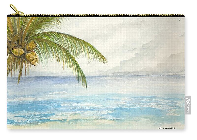 Tropical Zip Pouch featuring the digital art Palm Tree Study by Darren Cannell