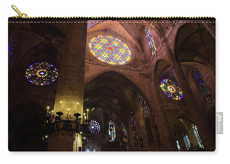 Palma De Mallorca Cathedral Zip Pouch featuring the photograph Palma de Mallorca, Gothic Cathedral - 11 by AM FineArtPrints
