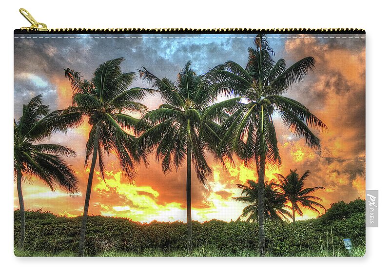 Palms Zip Pouch featuring the photograph Palms on Fire by Steven Lebron Langston