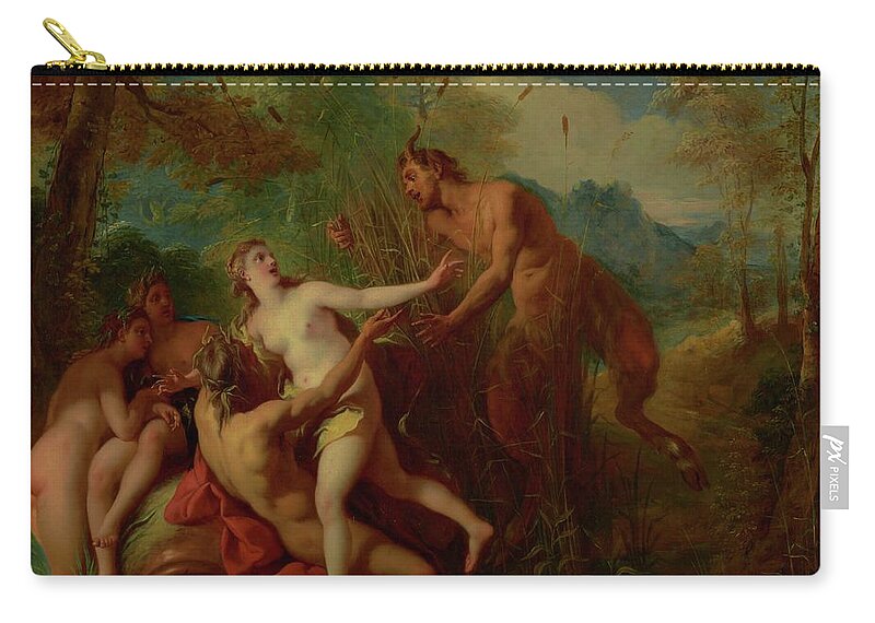 Painting Zip Pouch featuring the painting Pan and Syrinx by Mountain Dreams