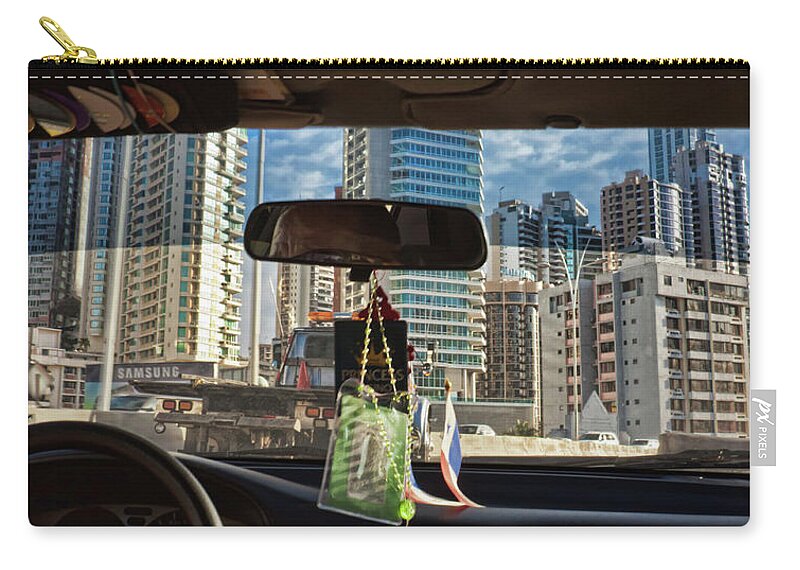 Cityscape Zip Pouch featuring the photograph Panama City Panama by taxi by Tatiana Travelways