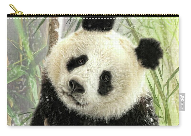 Panda Zip Pouch featuring the digital art Panda by Trudi Simmonds