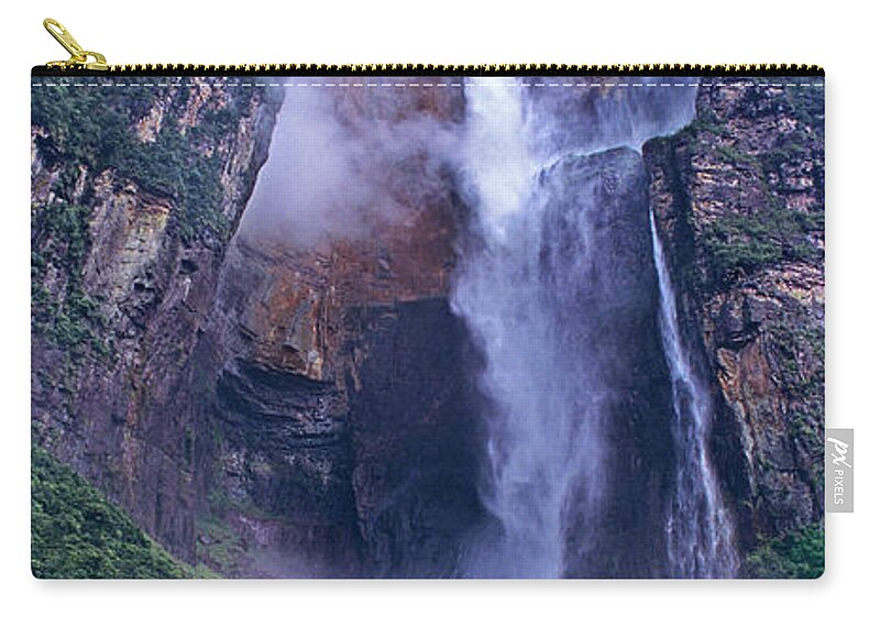 Angel Falls Zip Pouch featuring the photograph Panorama Angel Falls Canaima National Park Venezuela by Dave Welling