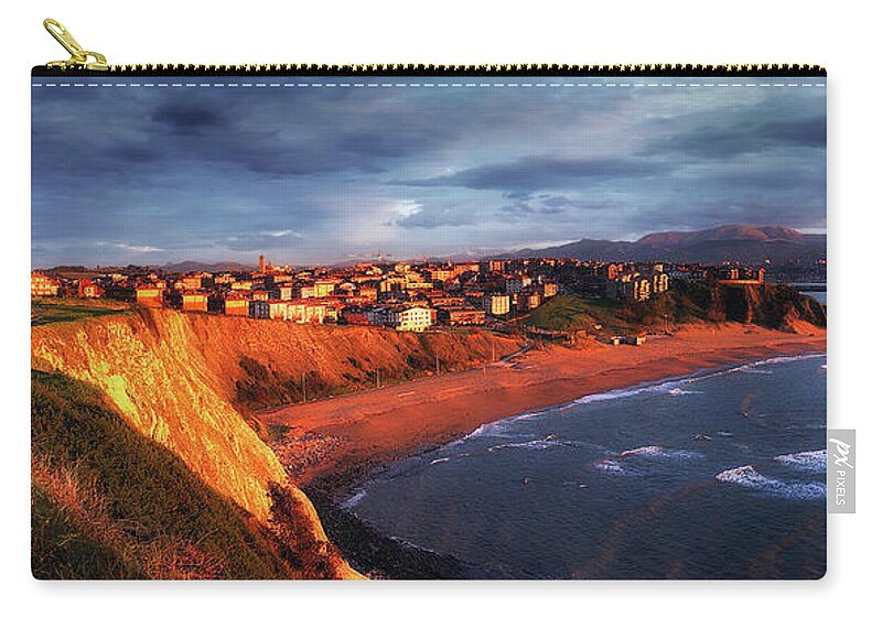 Basque Country Zip Pouch featuring the photograph Panorama of Aixerrota sunset by Mikel Martinez de Osaba