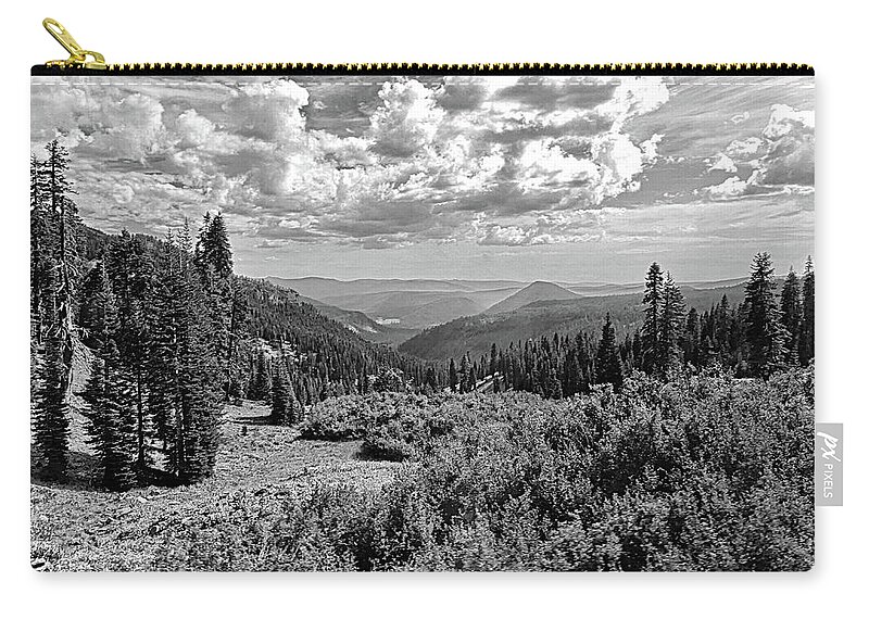 Lassen Volcanic National Park Zip Pouch featuring the photograph Panoramic view of the Lassen Volcanic National Park by Lyuba Filatova
