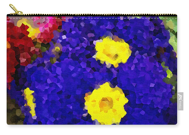 Floral Zip Pouch featuring the digital art Pansies by Donna Blackhall