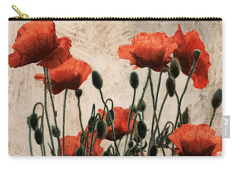 Red Poppies Zip Pouch featuring the painting Papaveri rossi by Guido Borelli
