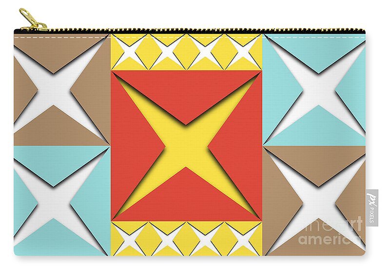 Minimalist Zip Pouch featuring the digital art Paper Squares - 1-2-4 - Brown Yellow Red Blue by Jason Freedman