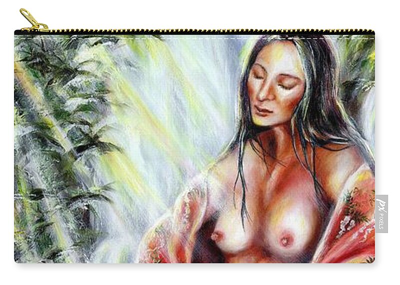 Japanese Woman Zip Pouch featuring the painting Paradise by Hiroko Sakai
