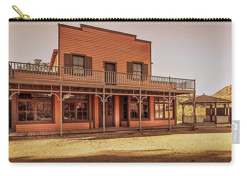 Ghost Town Zip Pouch featuring the photograph Paramount Ranch Saloon by Gene Parks