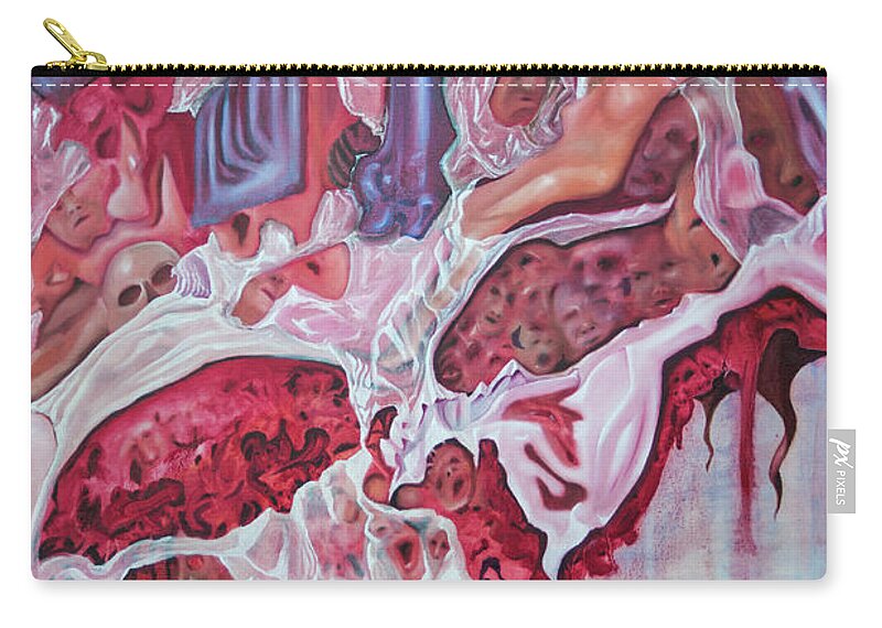Paranoia Zip Pouch featuring the painting Paranoia by James Lavott