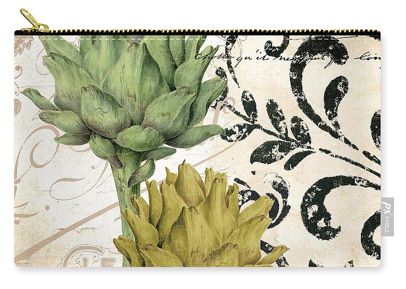 Artichokes Zip Pouch featuring the painting Paris Artichokes by Mindy Sommers