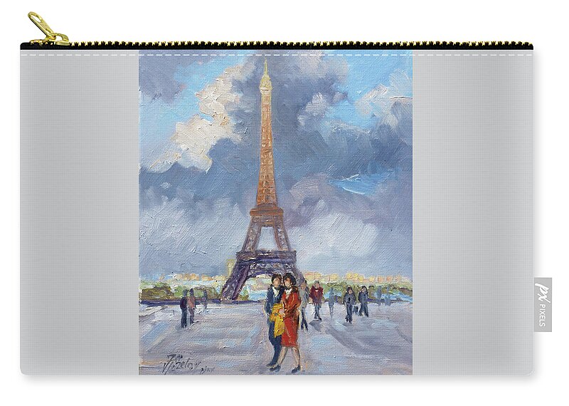 Paris Zip Pouch featuring the painting Paris Eiffel Tower by Irek Szelag