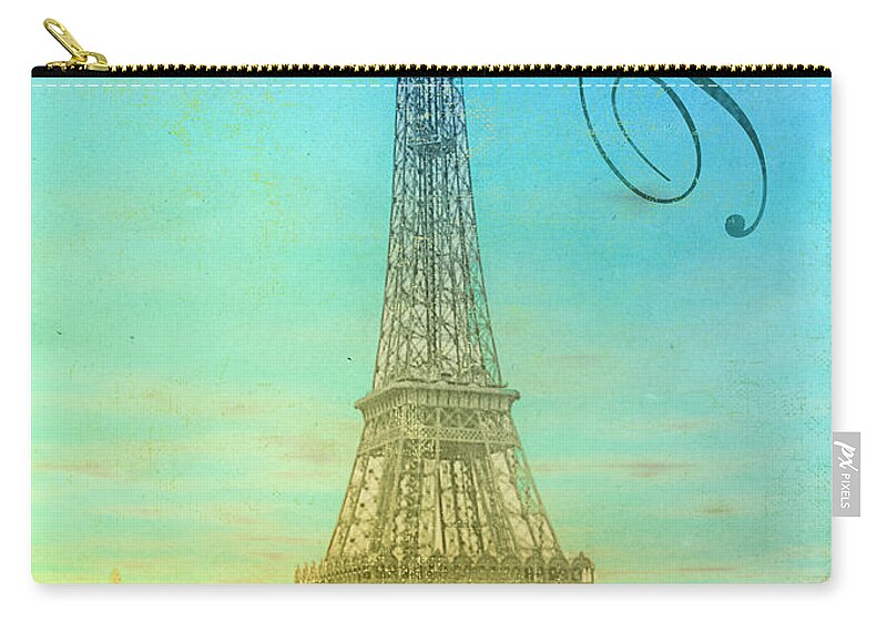Paris Zip Pouch featuring the painting Paris Eiffel Tower by Mindy Sommers