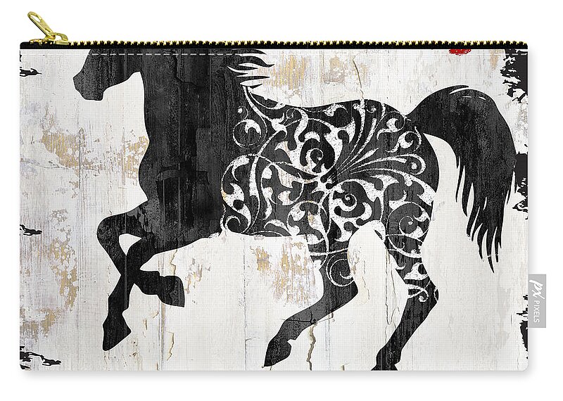Farm Zip Pouch featuring the painting Paris Farm Sign Horse by Mindy Sommers