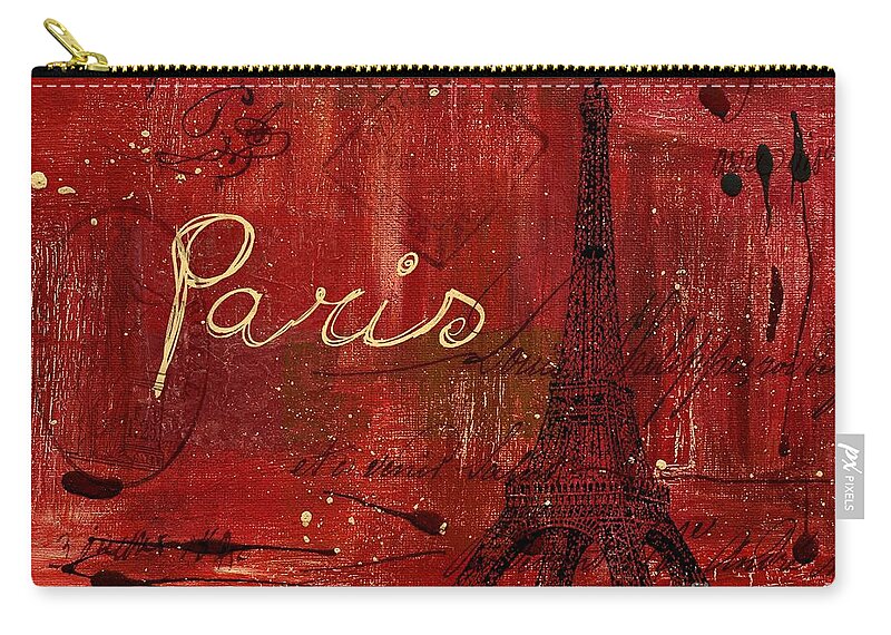 Paris Zip Pouch featuring the painting Paris - v01ct1at2cc by Variance Collections