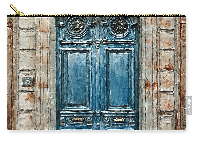 Joey Agbayani Zip Pouch featuring the painting Parisian Door No. 3 by Joey Agbayani