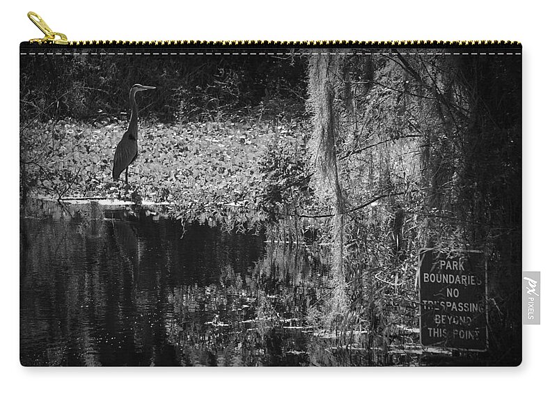 Bird Zip Pouch featuring the photograph Park Boundaries by Laurie Perry