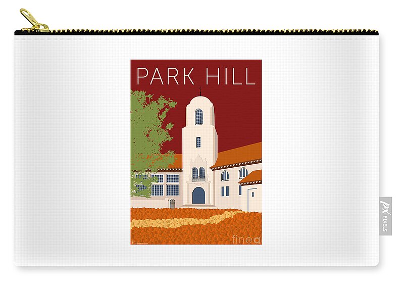 Denver Zip Pouch featuring the digital art Park Hill Maroon by Sam Brennan