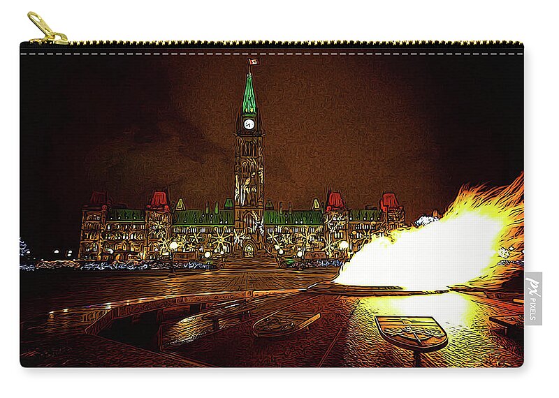 Parliament Zip Pouch featuring the painting Parliament by Prince Andre Faubert