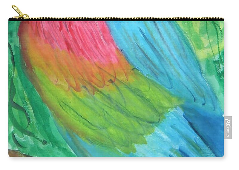 Parrot Zip Pouch featuring the painting Parrot at Sundy House by Donna Walsh