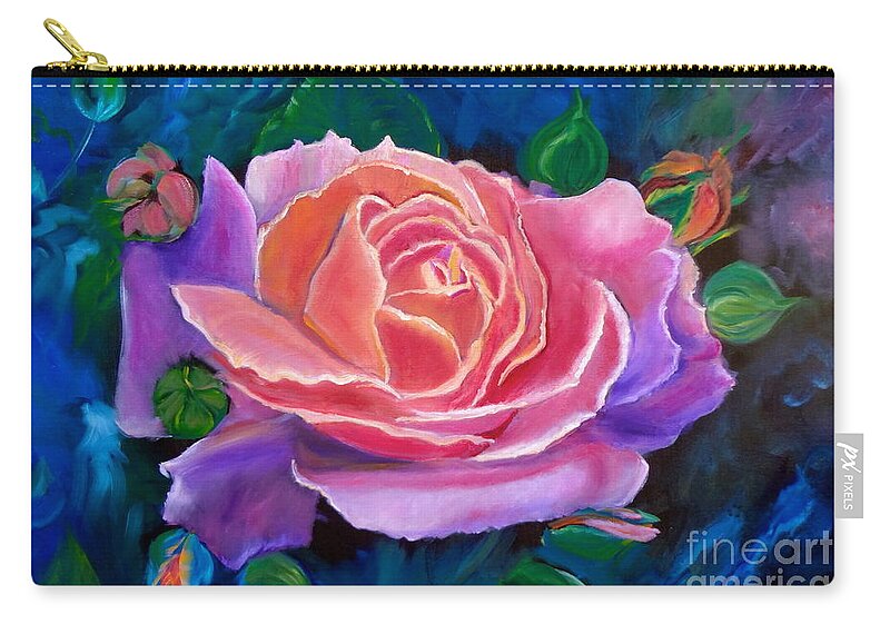 Rose Zip Pouch featuring the painting Gala Rose by Jenny Lee