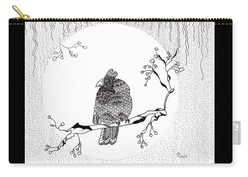 Cardinal Carry-all Pouch featuring the drawing Party Time in Birdville by Jan Steinle
