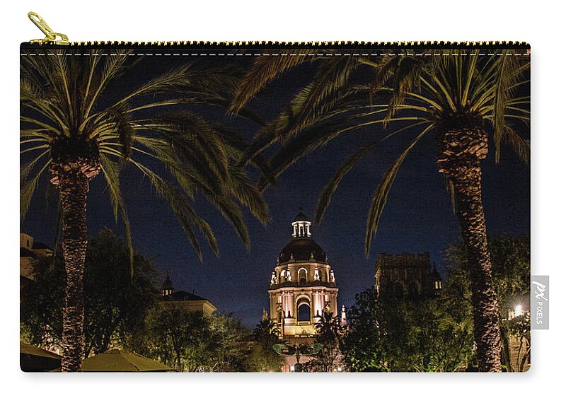 Pasadena Zip Pouch featuring the photograph Pasadena City Hall after Dark by Randall Nyhof
