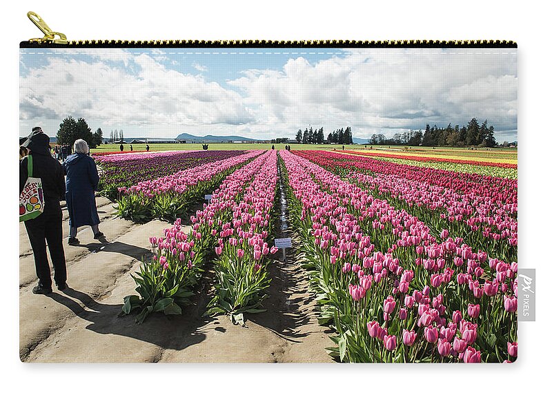 Passionate Pink Parallels Zip Pouch featuring the photograph Passionate Pink Parallels by Tom Cochran