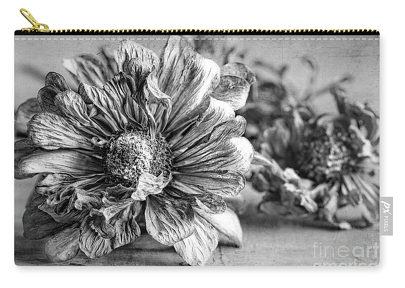 Zinnia Zip Pouch featuring the photograph Past Prime Time by Elena Nosyreva