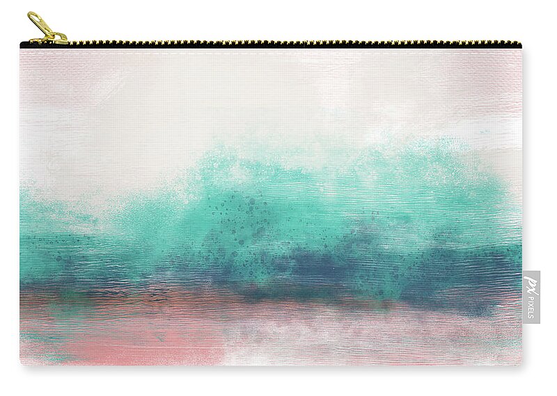 Abstract Zip Pouch featuring the painting Pastel Coastal Escape- Art by Linda Woods by Linda Woods