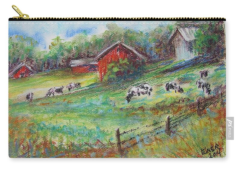 Pasture Zip Pouch featuring the painting Pastel Pasture by Terri Einer