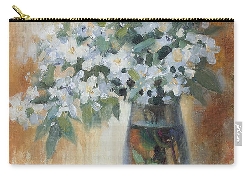 Russian Artists New Wave Zip Pouch featuring the painting Pastel Spring Bouquet by Ilya Kondrashov