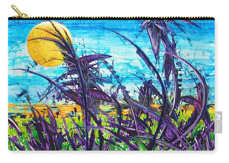 Landscape Zip Pouch featuring the painting Patch of Field Grass by Rollin Kocsis