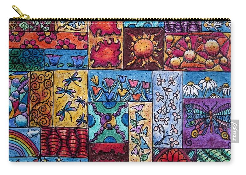Drawings Zip Pouch featuring the drawing Patchwork 4 by Megan Walsh